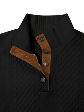Donald | Suéter Henley de Hombre Texturizado con Cuello Alto y Botones