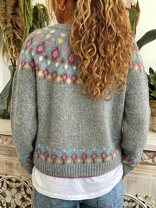Savannah | Cárdigan de Mujer con Estampado Nórdico y Botones