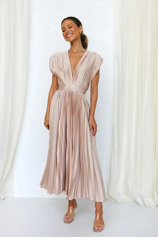 Vestido plisado con escote profundo – Wendy