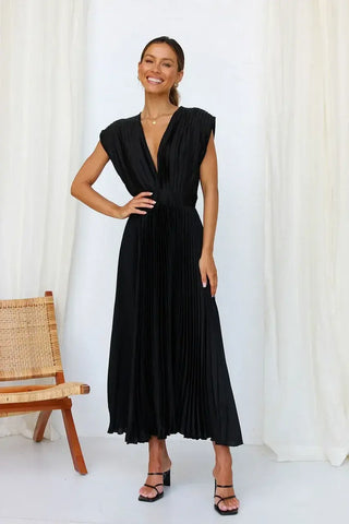 Vestido plisado con escote profundo – Wendy