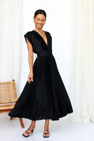 Vestido plisado con escote profundo – Wendy
