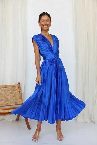 Vestido plisado con escote profundo – Wendy