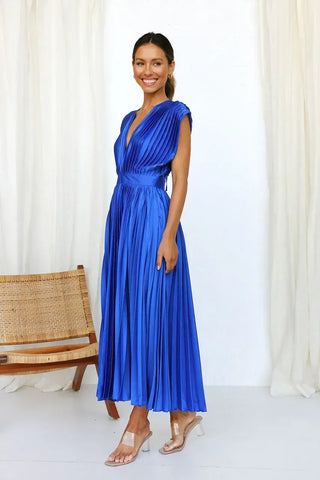 Vestido plisado con escote profundo – Wendy