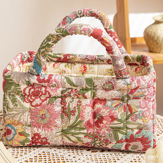 Oveline | Cesta de Almacenamiento Acolchada con Estampado de Flores Silvestres y Asas