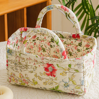 Diara | Cesta de Almacenamiento Floral Acolchada con Asas