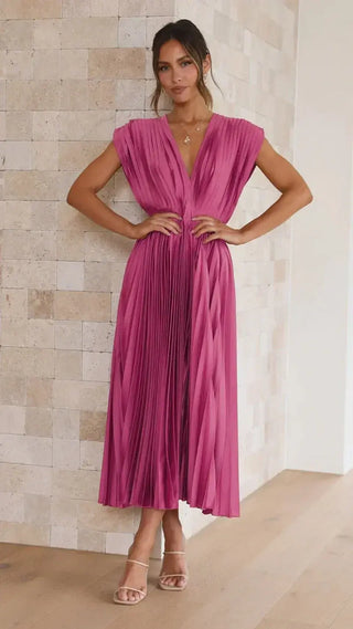 Vestido plisado con escote profundo – Wendy