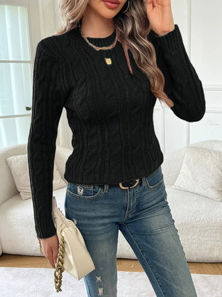 Valene | Suéter de Punto Trenzado de Cuello Redondo para Mujer