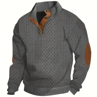 Donald | Suéter Henley de Hombre Texturizado con Cuello Alto y Botones