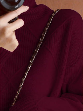 Margarita | Suéter de Punto de Diamantes Texturizado de Cuello Alto para Mujer