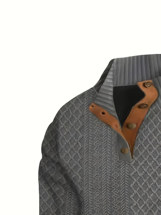 Donald | Suéter Henley de Hombre Texturizado con Cuello Alto y Botones