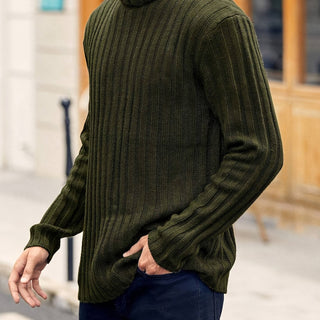 Brenvane | Suéter de Cuello Alto de Punto Canalé para Hombre
