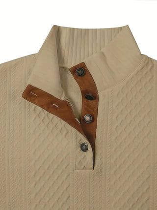Donald | Suéter Henley de Hombre Texturizado con Cuello Alto y Botones