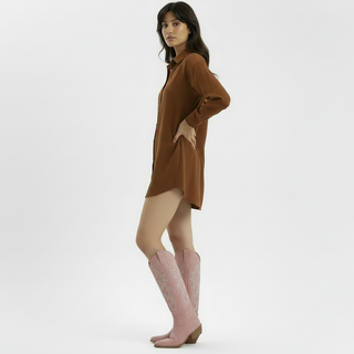 Marielenne | Bota Alta de Ante con Puntera Puntiaguda para Mujer