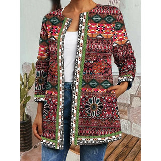 Patricia | Chaqueta de Mujer Estampada de Frente Abierto con Bolsillos