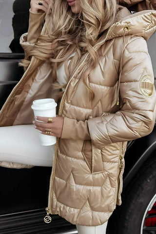 Elowyn | Chaqueta Acolchada Larga con Capucha para Mujer