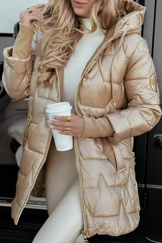 Elowyn | Chaqueta Acolchada Larga con Capucha para Mujer
