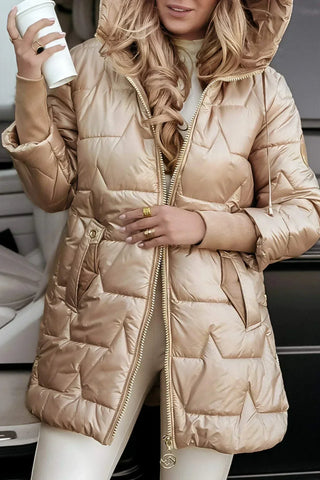 Elowyn | Chaqueta Acolchada Larga con Capucha para Mujer