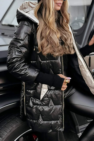 Elowyn | Chaqueta Acolchada Larga con Capucha para Mujer