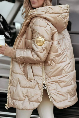 Elowyn | Chaqueta Acolchada Larga con Capucha para Mujer