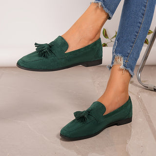 Nuria | Mocasines de Ante con Borlas para Mujer