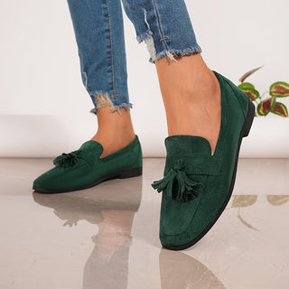 Nuria | Mocasines de Ante con Borlas para Mujer