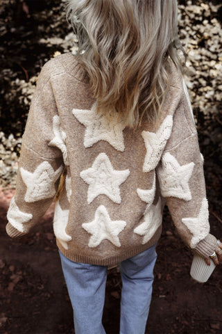 Sylvara | Cárdigan de Punto con Estampado de Estrellas y Botones para Mujer