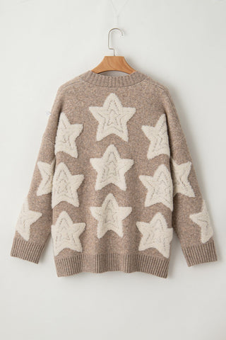 Sylvara | Cárdigan de Punto con Estampado de Estrellas y Botones para Mujer