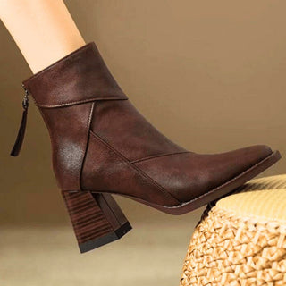 Aurora | Botines de Tacón Bloque con Cremallera Lateral para Mujer