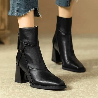 Aurora | Botines de Tacón Bloque con Cremallera Lateral para Mujer