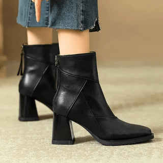 Aurora | Botines de Tacón Bloque con Cremallera Lateral para Mujer