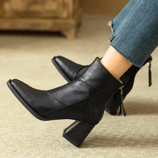 Aurora | Botines de Tacón Bloque con Cremallera Lateral para Mujer