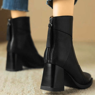 Aurora | Botines de Tacón Bloque con Cremallera Lateral para Mujer