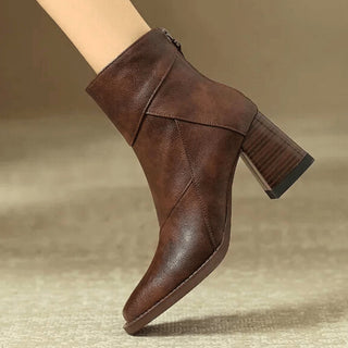 Aurora | Botines de Tacón Bloque con Cremallera Lateral para Mujer