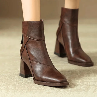 Aurora | Botines de Tacón Bloque con Cremallera Lateral para Mujer