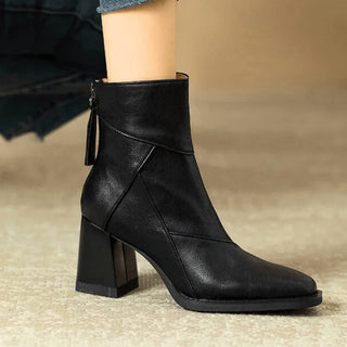 Aurora | Botines de Tacón Bloque con Cremallera Lateral para Mujer
