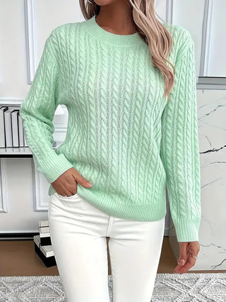 Marveline | Suéter Trenzado con Cuello Redondo para Mujer