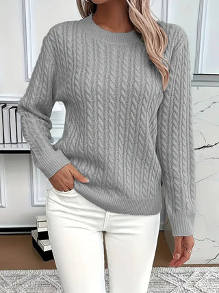 Marveline | Suéter Trenzado con Cuello Redondo para Mujer