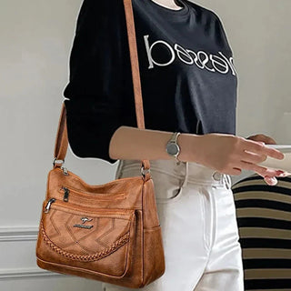 Solange | Bolso Bandolera de Cuero Suave con Cierre de Cremallera para Mujer