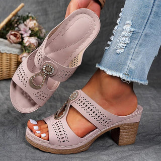 Clarisse | Sandalias Ortopédicas con Tacón y Diseño Calado para Mujer