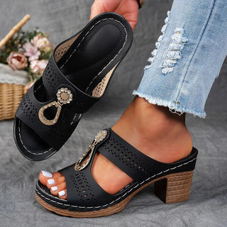 Clarisse | Sandalias Ortopédicas con Tacón y Diseño Calado para Mujer