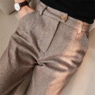 Valren | Pantalones de vestir de pierna recta para hombre con tejido de espiga