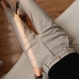 Valren | Pantalones de vestir de pierna recta para hombre con tejido de espiga