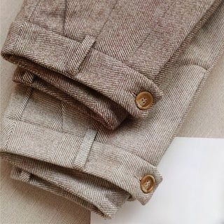 Valren | Pantalones de vestir de pierna recta para hombre con tejido de espiga