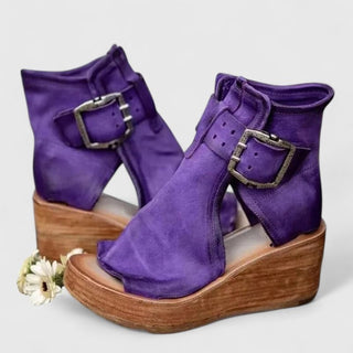 Zaida | Sandalias de Cuña con Hebillas Metálicas para Mujer