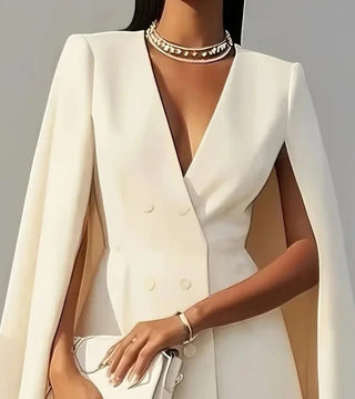 Aurelind | Vestido Blazer Capa con Doble Botonadura para Mujer