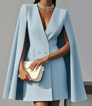 Aurelind | Vestido Blazer Capa con Doble Botonadura para Mujer