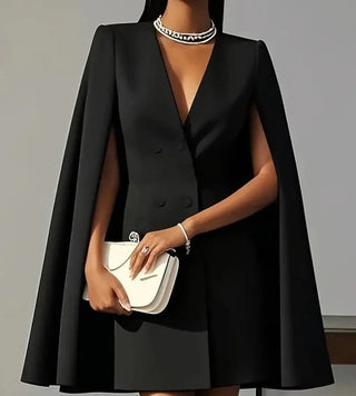 Aurelind | Vestido Blazer Capa con Doble Botonadura para Mujer