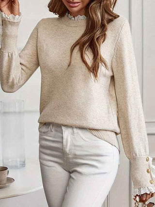 Clarie | Suéter de punto para mujer con ribete de volantes y puños con botones