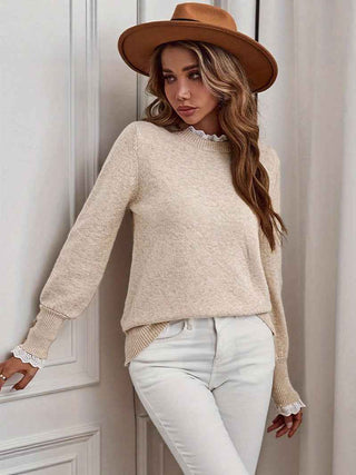 Clarie | Suéter de punto para mujer con ribete de volantes y puños con botones