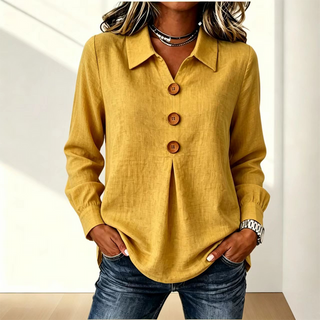 Elvane | Blusa clásica para mujer con cuello, botones frontales y mangas largas